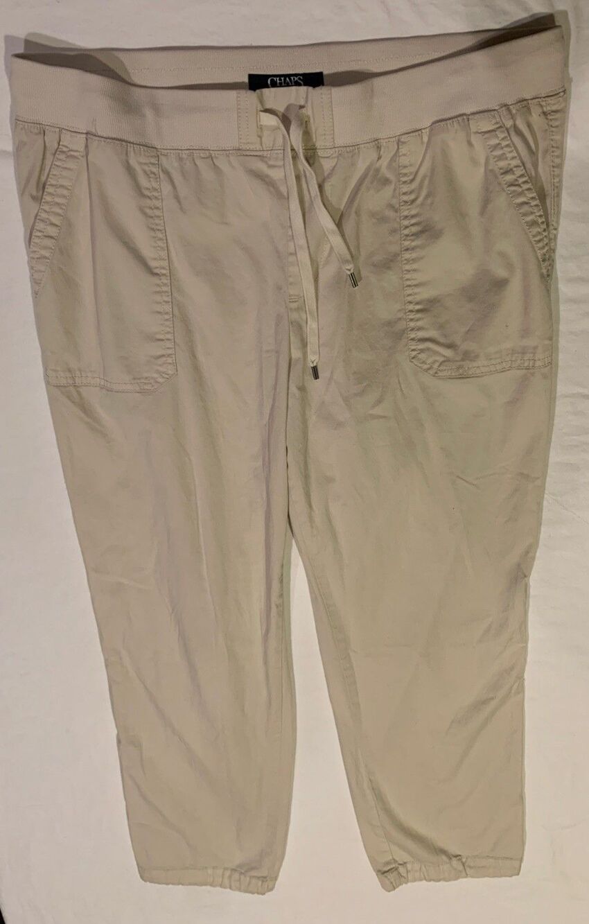 Chaps Joggers Women’s L Khaki Draw String Travel Beach Comfort